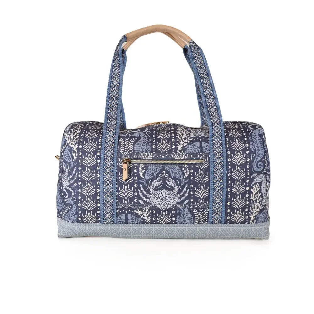 Spartina 449 Coated Canvas Large Travel Duffel Bag - Hamilton Sea Life - NWT